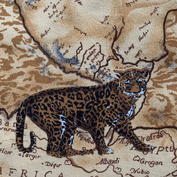 Vintage 90s Shirt Tan Sleeveless African Map Animal Zebra Print Plus Size 2X - Picture 7 of 8